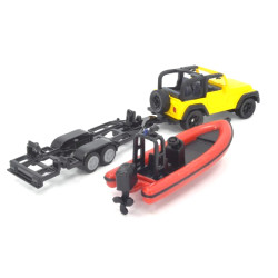 Jeep with boat trailer, new rims
