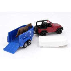 Jeep met paardentrailer