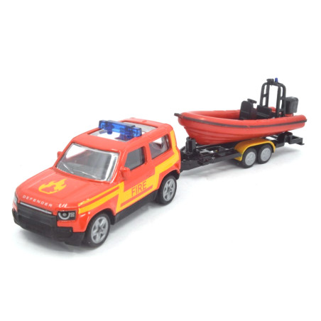 Land Rover Defender 90 brandweer met boot