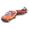 Land Rover Defender 90 fire brigade with boat