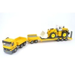 Mercedes Actros met dieplader en O&K L45 wiellader