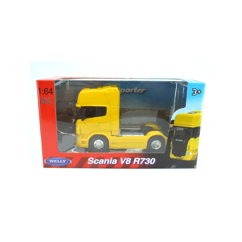 Scania V8 R730 vrachtwagen, geel