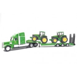 Low loader with 2 John Deere tractors