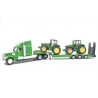 Dieplader met 2 John Deere tractoren