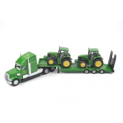Dieplader met 2 John Deere tractoren