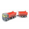 Camion avec benne basculante et remorque benne