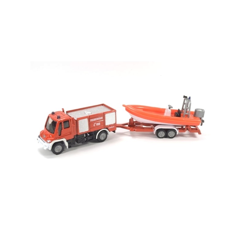 Unimog Feuerwehr mit Rettungsboot