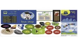 Arrêt de bus avec bus scolaire