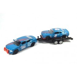 Dodge Charger met autotrailer met Dodge Challenger