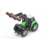 Deutz met voorlader en boomstam