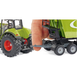 Claas axion 850 with front loader and dolly with tilt semi-trailer