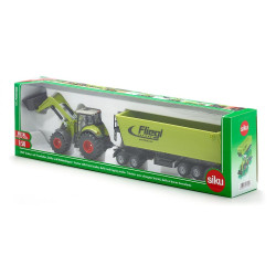 Claas axion 850 with front loader and dolly with tilt semi-trailer