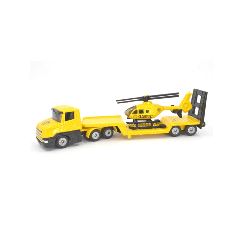 Low loader with ÖAMTC helicopter