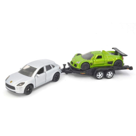 Porsche Macan with Trailer and Gumpert Apollo
