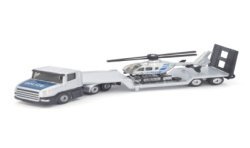 Scania with low loader and helicopter Polizei
