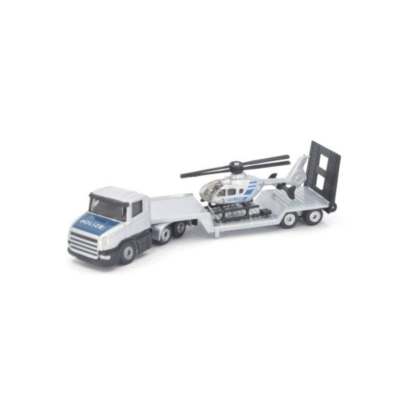 Scania with low loader and helicopter Polizei