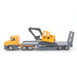 Scania met dieplader en graafmachine