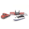 Scania mit Tieflader und Boot