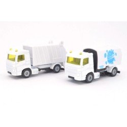 Kommunalset Kehrmaschine und Müllwagen