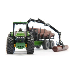 John Deere 8430 trekker met bosbouwaanhangwagen