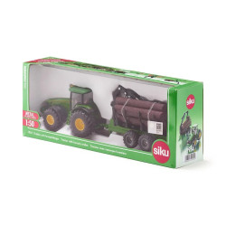 John Deere 8430 trekker met bosbouwaanhangwagen