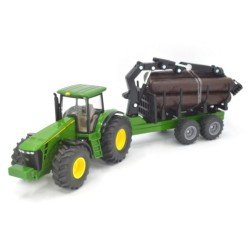 John Deere 8430 trekker met bosbouwaanhangwagen