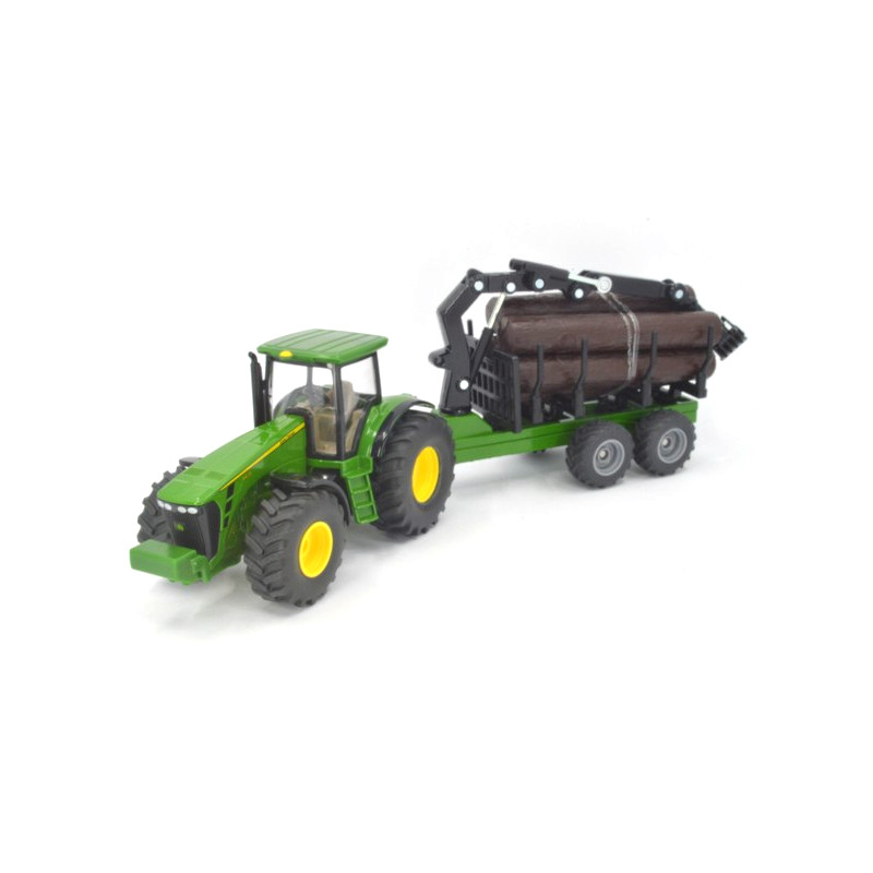 John Deere 8430 trekker met bosbouwaanhangwagen