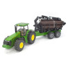 John Deere 8430 trekker met bosbouwaanhangwagen