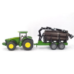 John Deere 8430 trekker met bosbouwaanhangwagen