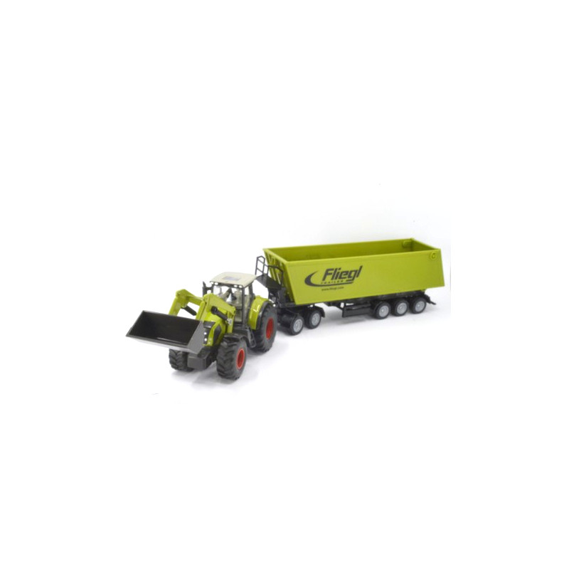 Claas axion 850 with front loader and dolly with tilt semi-trailer